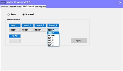 EDID setting screen